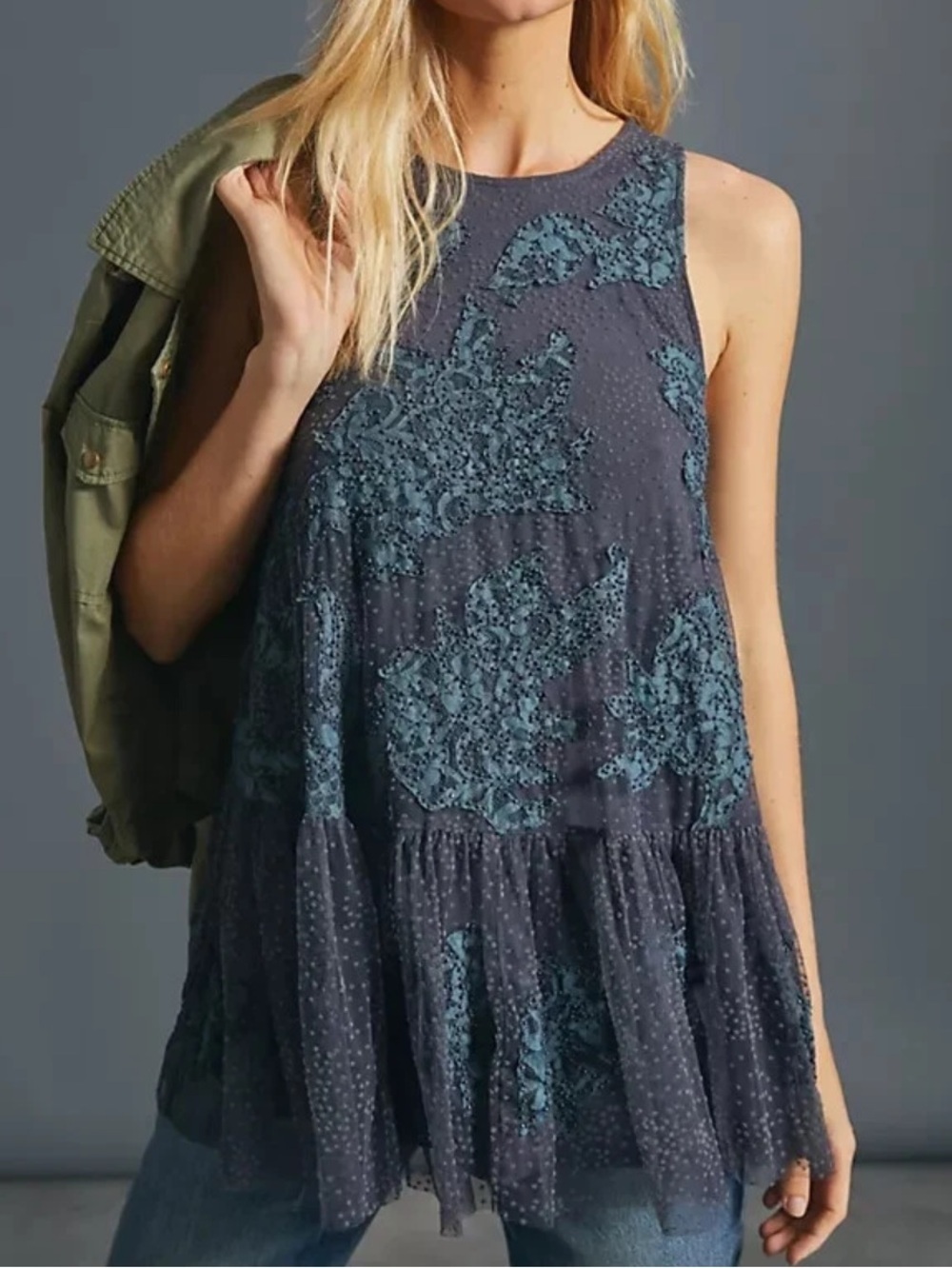 NWT Anthropologie Neomia Appliqué Lace Tunic Top XS